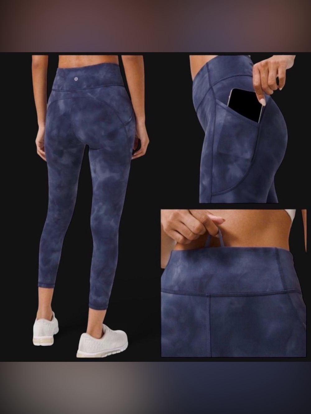 Lululemon Athletica Navy Tie-Dye High-Rise Pocket Leggings Size 6